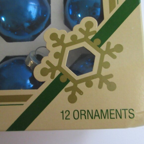 12 Pyramid Blue Glass Christmas Ornaments 1 1/4” Vintage in orignal box - Picture 4 of 12